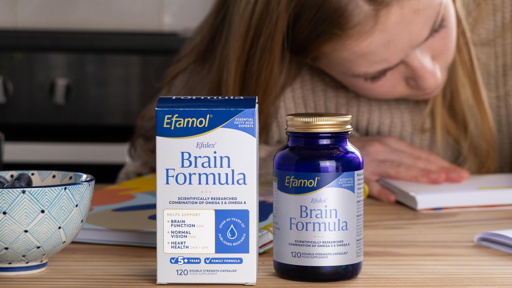 Efalex Brain Formula with child doing homework