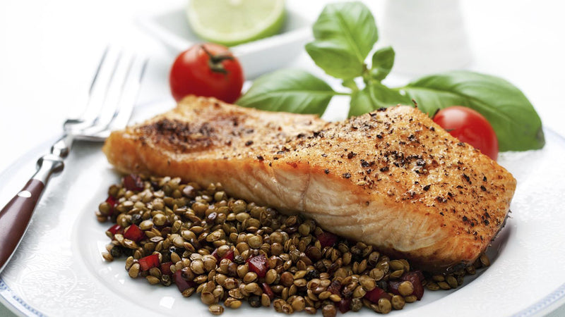 Salmon with Spicy Lentils for Youthful Ageing