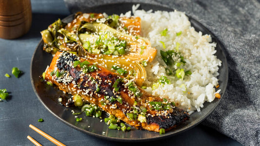 miso glazed salmon with sesame greens