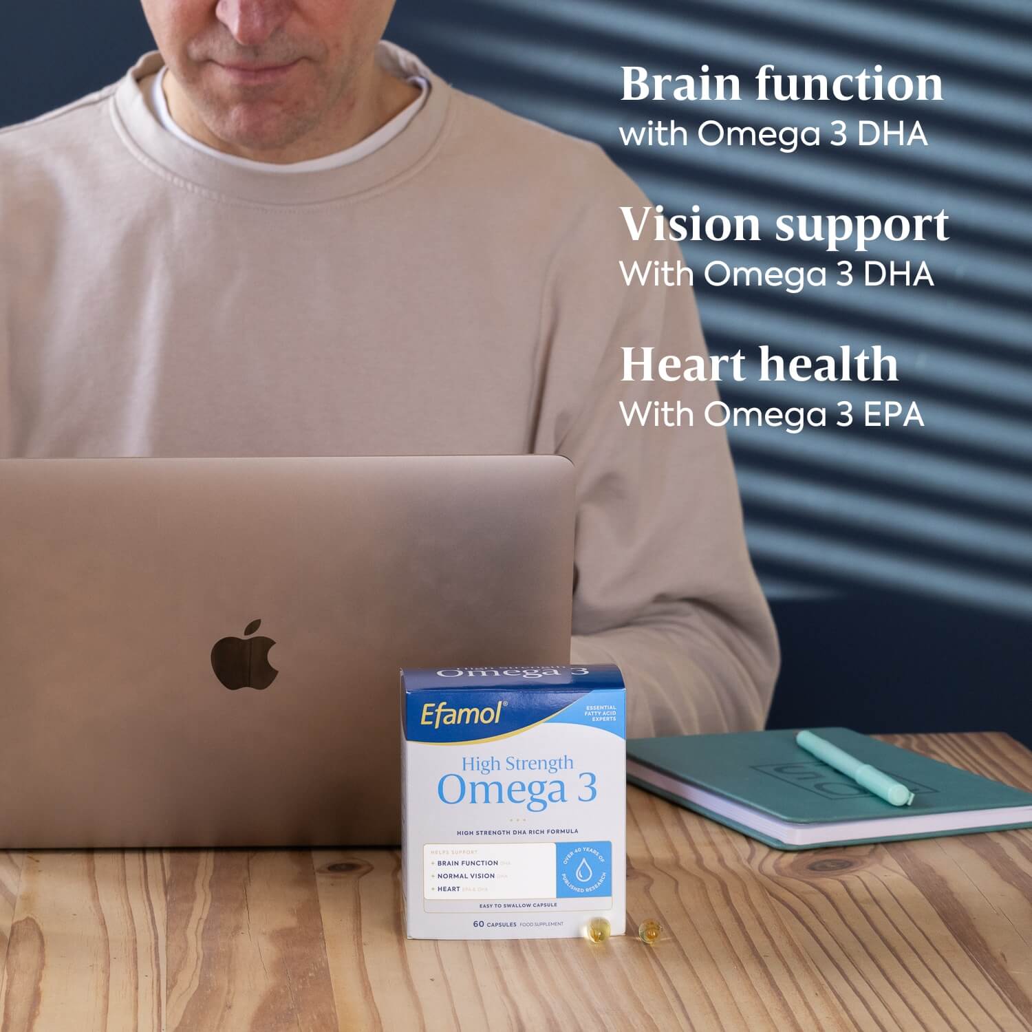Efamol High Strength Omega 3 supports brain function, vision and heart health