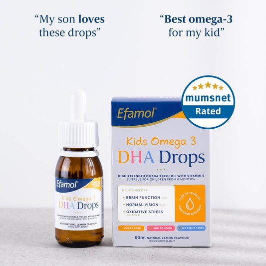 Efamol Kids Omega-3 DHA Drops, Mumnset rated, supports kids brain function and vision