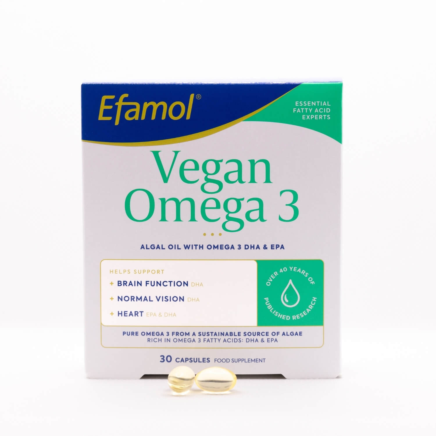 Efamol Vegan Omega 3 Supplement on white background