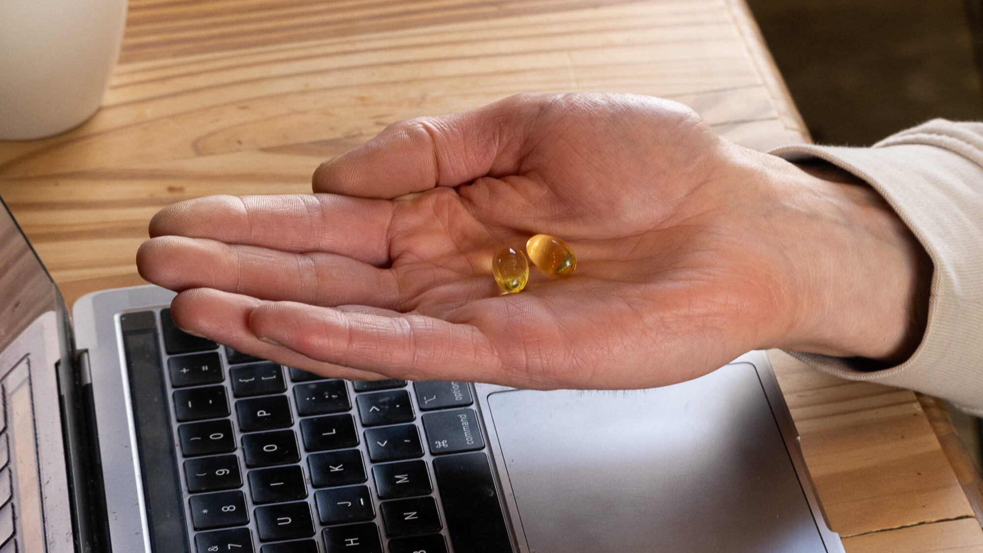 Efamol high strength omega 3 fish oil capsules in hand